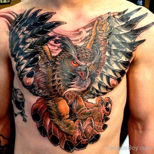 Awesome Owl Tattoo On Chest