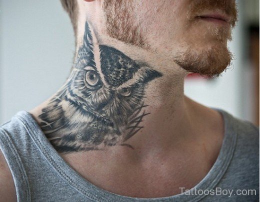 Owl Tattoo  On Neck