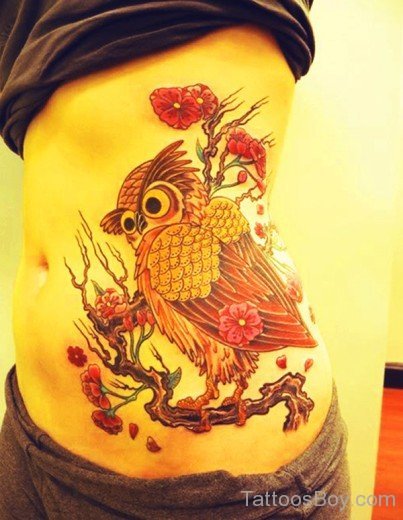 Owl Tattoo On Rib