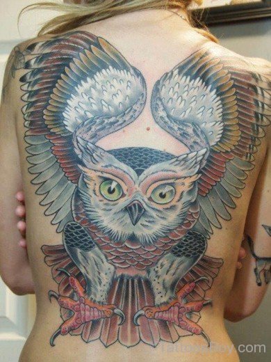 Owl Tattoo On Full Back