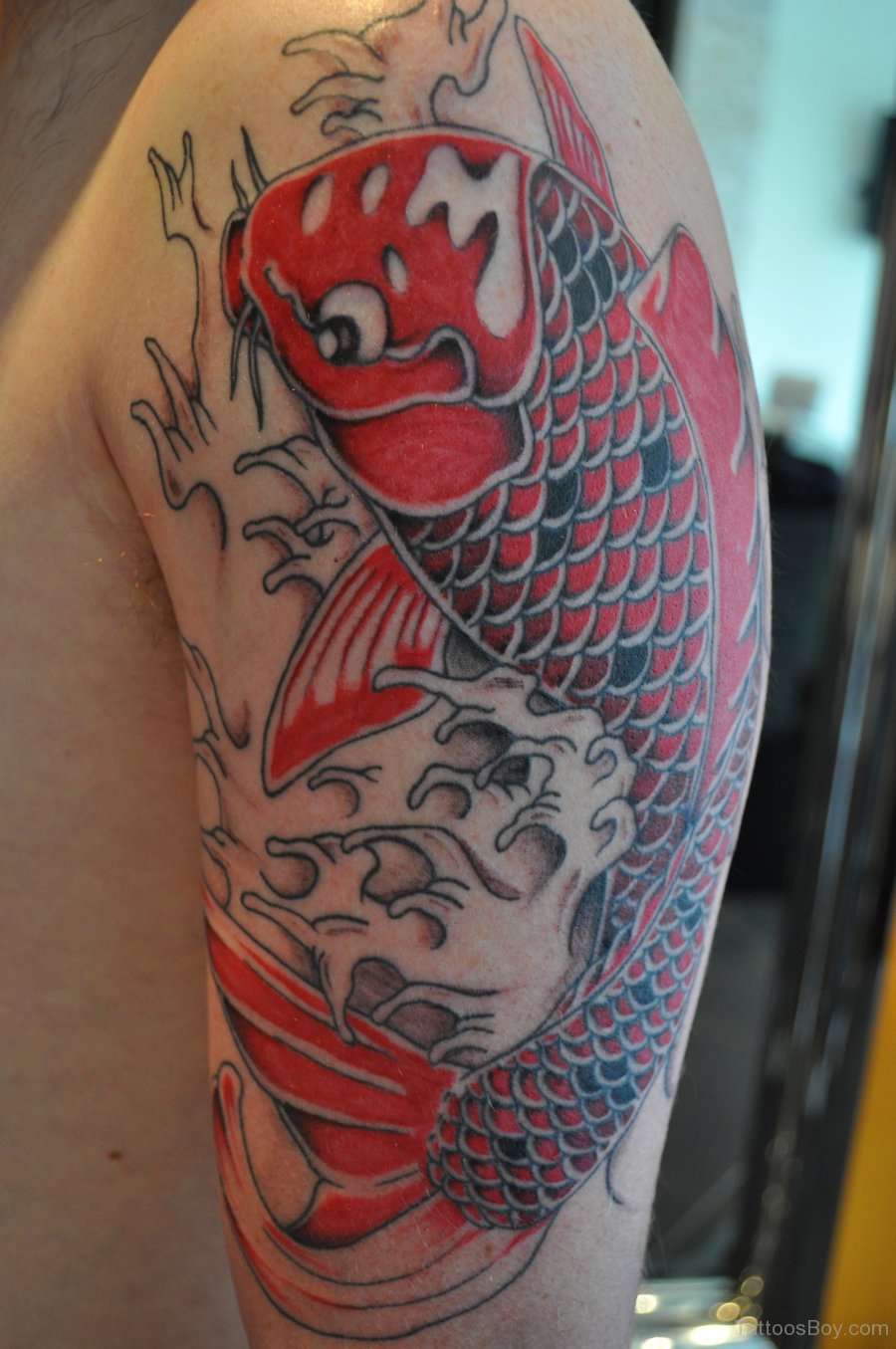 Red Koi Fish Tattoo On Shoulder | Tattoo Designs, Tattoo Pictures