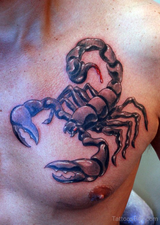 Black 3D Scorpion Tattoo Made On Chest – Truetattoos