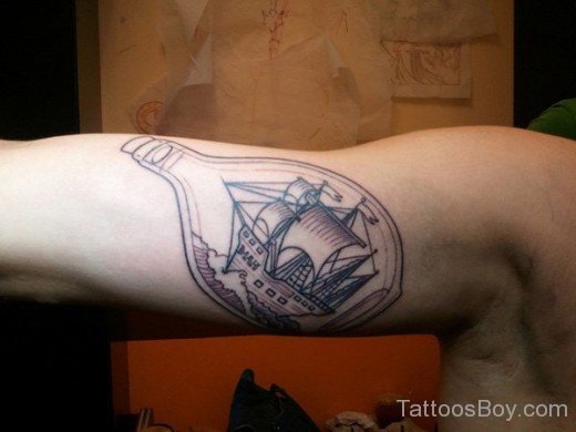 Ship Tattoo Design On Bicep