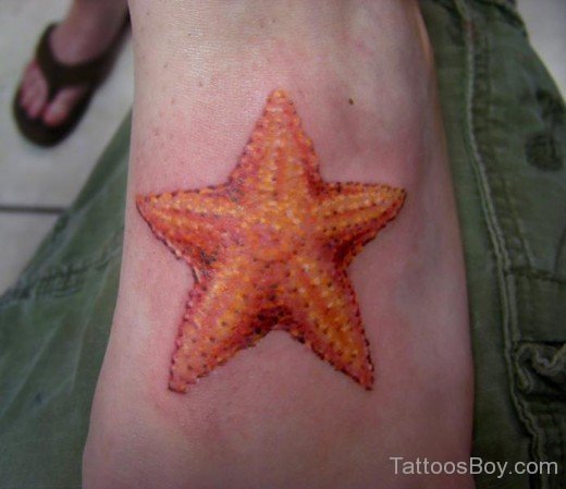 Starfish Tattoo Design On Foot 