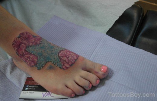 Starfish Tattoo On Foot 