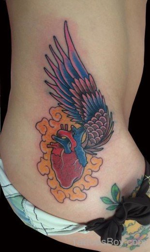 Winged Heart Tattoo Waist