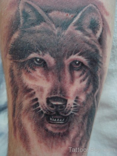 Wolf Tattoo Design On Leg