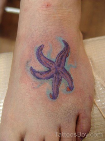  Starfish Tattoo Design On Foot