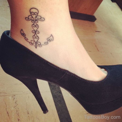 Anchor Tattoo Design On Ankle