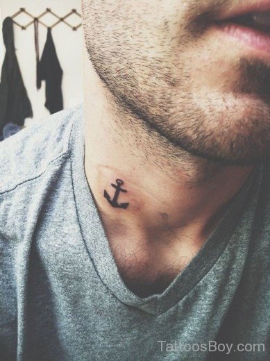 Anchor Tattoo On Neck