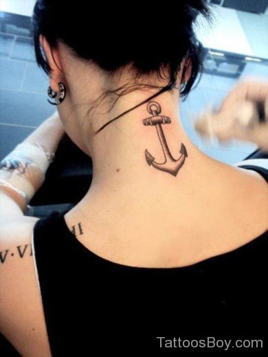 Anchor Tattoo On Nape