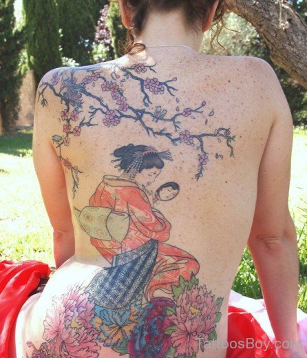 Attractive Geisha Girl Tattoo