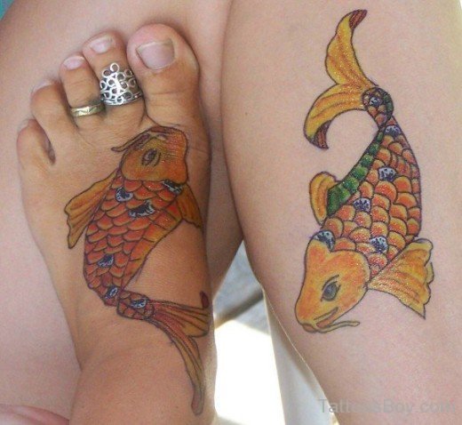 Fish Tattoo Design On Foot 