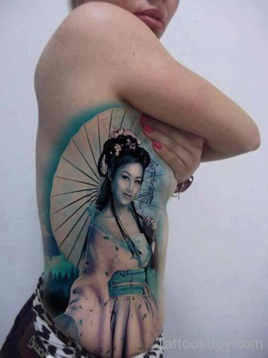 Geisha Tattoo Design On Rib