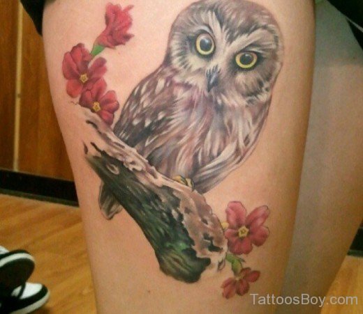 Owl Tattoo On Thigh