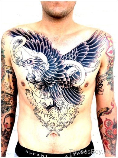 Awful Eagle Tattoo On Chest