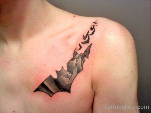 Bat Tattoo  On Chest