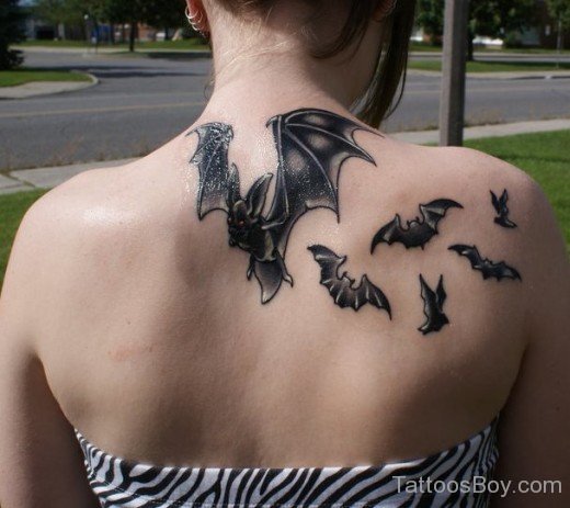 Flying Bats Tattoo On Back