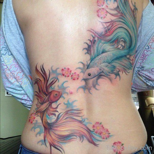 Beautiful Fish Tattoo On Back
