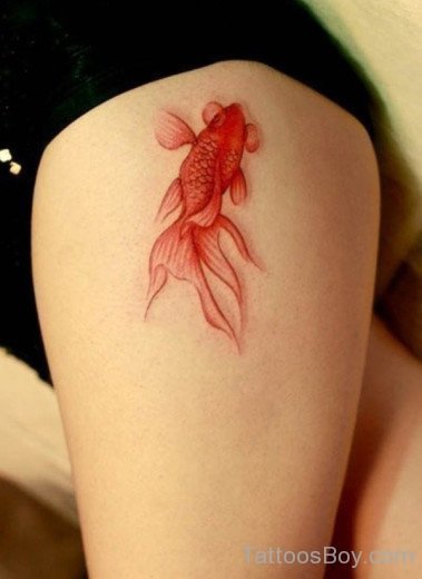 Beautiful Fish Tattoo On Thigh