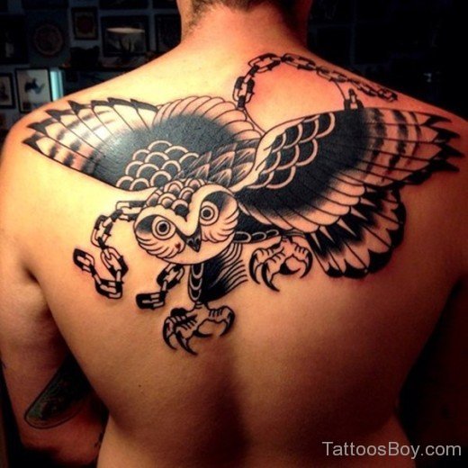 Fantastic Owl Tattoo Design On Back