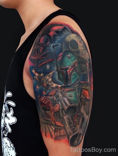 Boba Fett Tattoo On Bicep