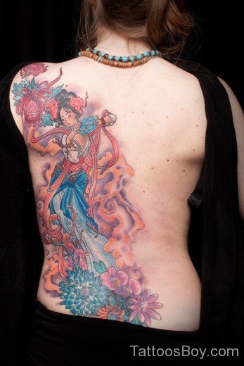 Colorful Geisha Girl Tattoo