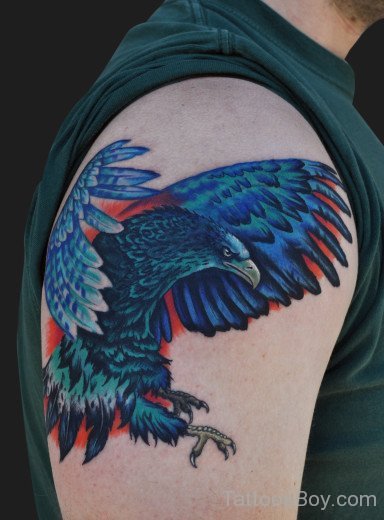 Colorful Eagle Tattoo On Shoulder