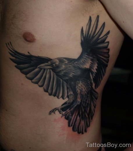 Crow Tattoo Design On Rib