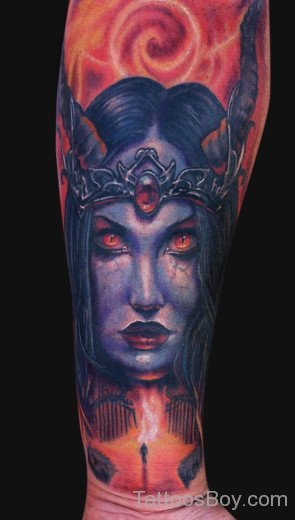 Demon Girl Tattoo On Arm