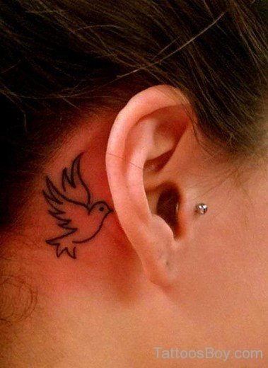 Dove Tattoo On Behind Ear