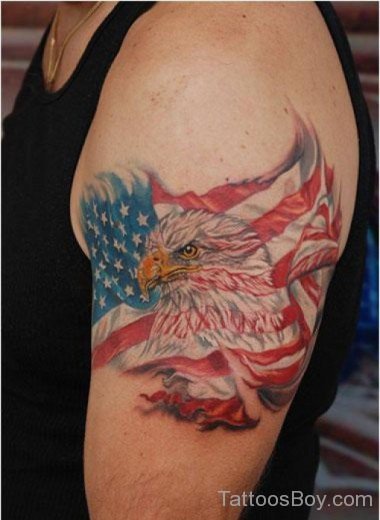 Eagle And American Flag Tattoo