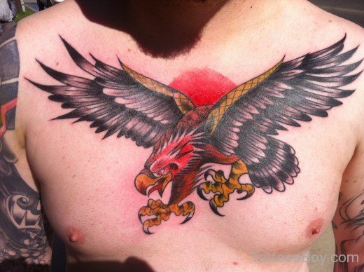 Elegant Eagle Tattoo On Chest