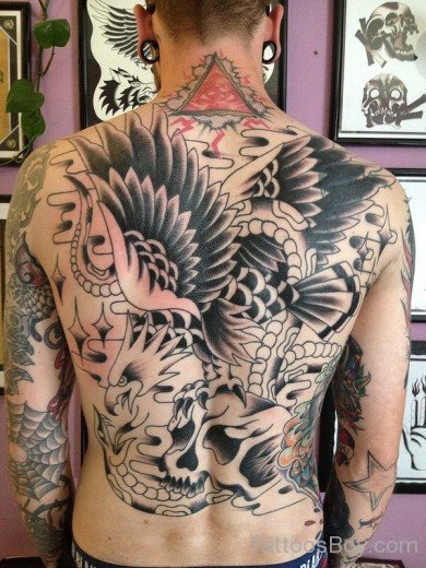 Aweosome Eagle Tattoo On Back 