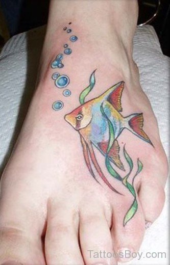 Elegant Fish Tattoo On Foot 