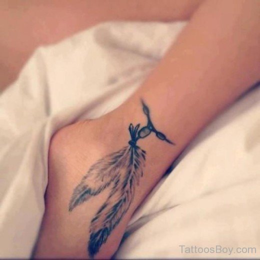 Feather Tattoo Design On Foot