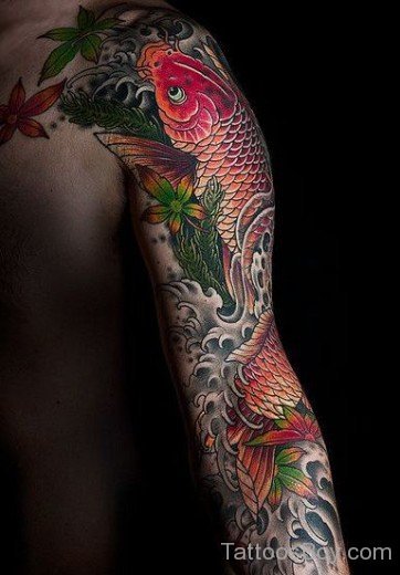 Fish Tattoo On Full Sleeve