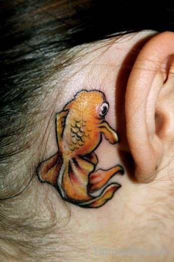 Fish Tattoo On Behind Ear