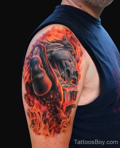 Fire Horse Tattoo On Shoulder