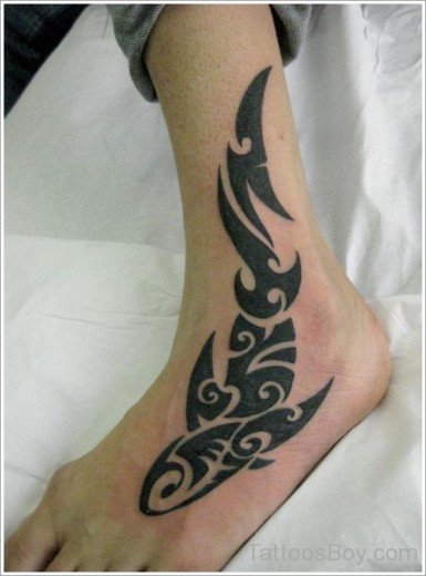 Tribal Fish Tattoo On Ankle