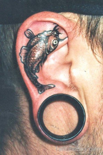 Fish Tattoo On Ear