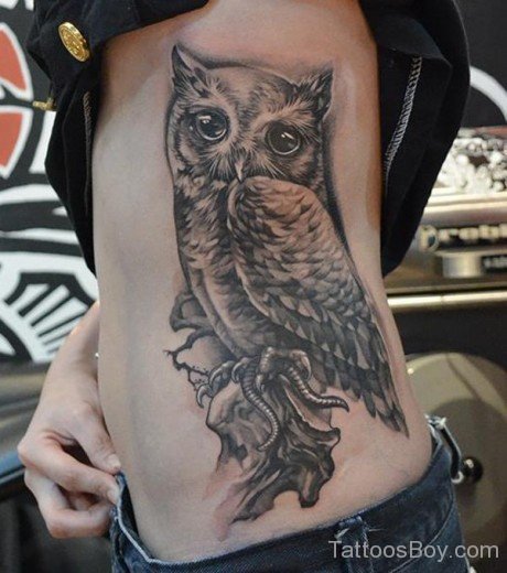  Owl Tattoo Design On Rib 