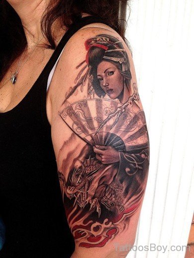 Geisha Tattoo Design On Bicep