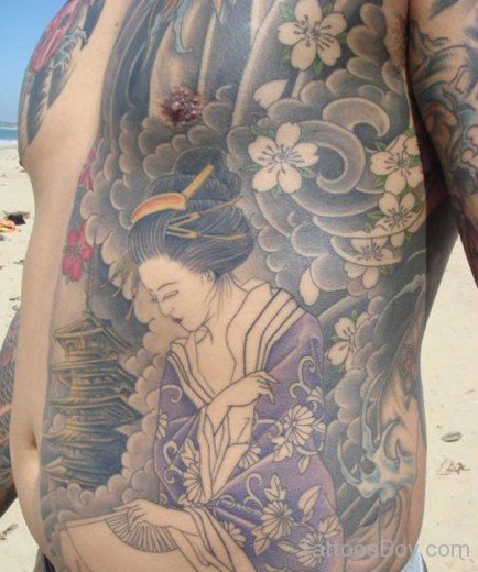 Geisha Tattoo Design On Chest