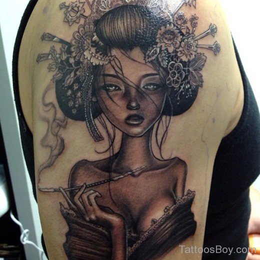 Geisha Tattoo On Shoulder