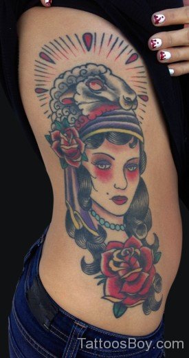 Gypsy Tattoo Design On Rib