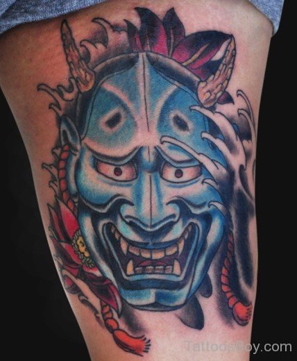 Hannya Mask Tattoo On Bicep