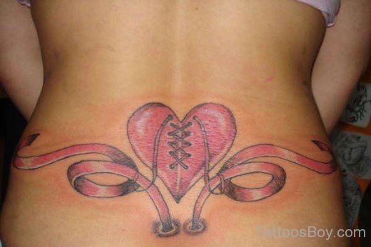 Heart And Ribbon Tattoo Lower back