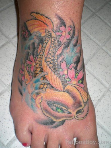 Koi Fish Tattoo Design On Foot