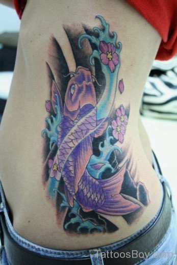Koi Fish Tattoo Design On Rib